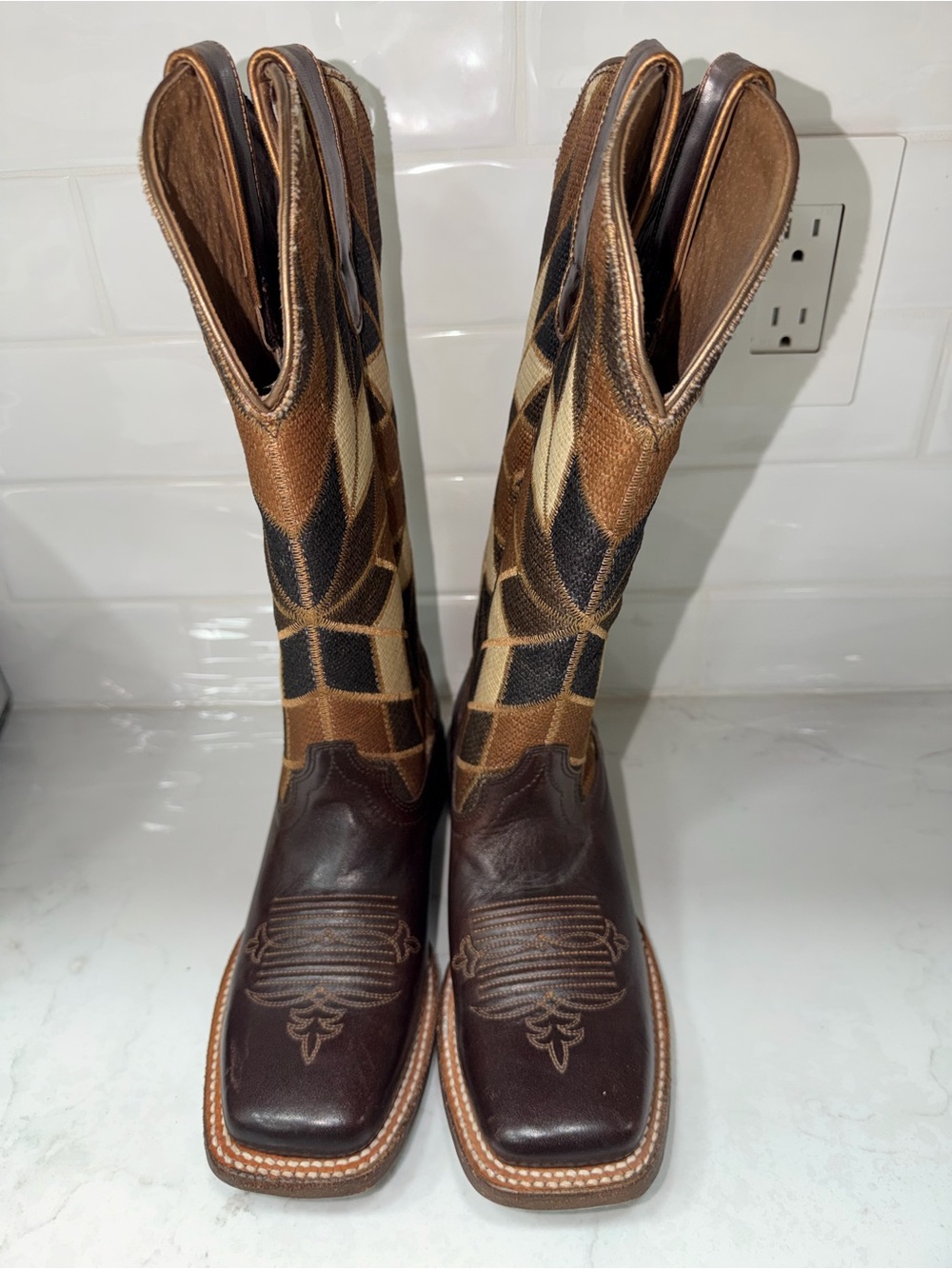 Brown and Tan Women’s Western Boots - Classic Square Toe